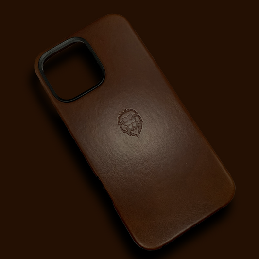 Dark Brown Genuine Leather Case 14 pro Max