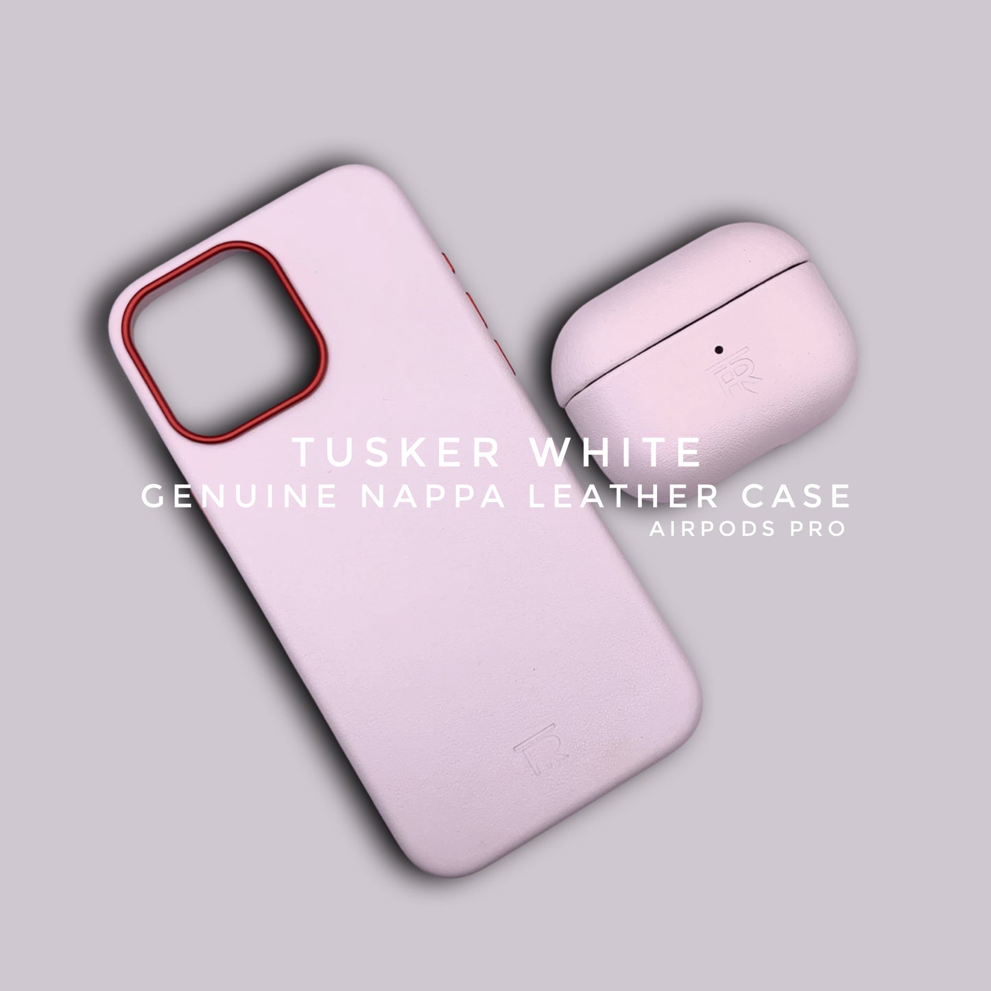iPhone Tusker White Genuine nappa Leather case with AirPods Pro