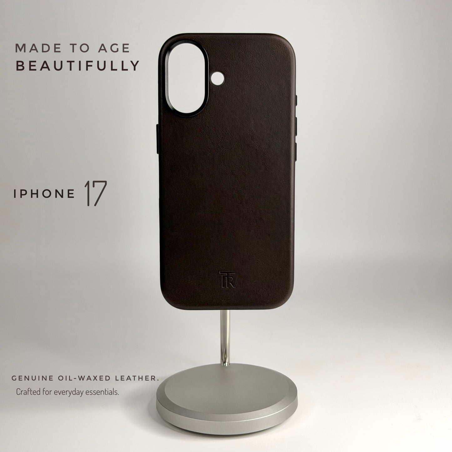iPhone 17 Series Dark Brown Genuine oil waxed Leather (camera control button)