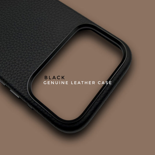 iPhone 17 Series Black Genuine Leather Case