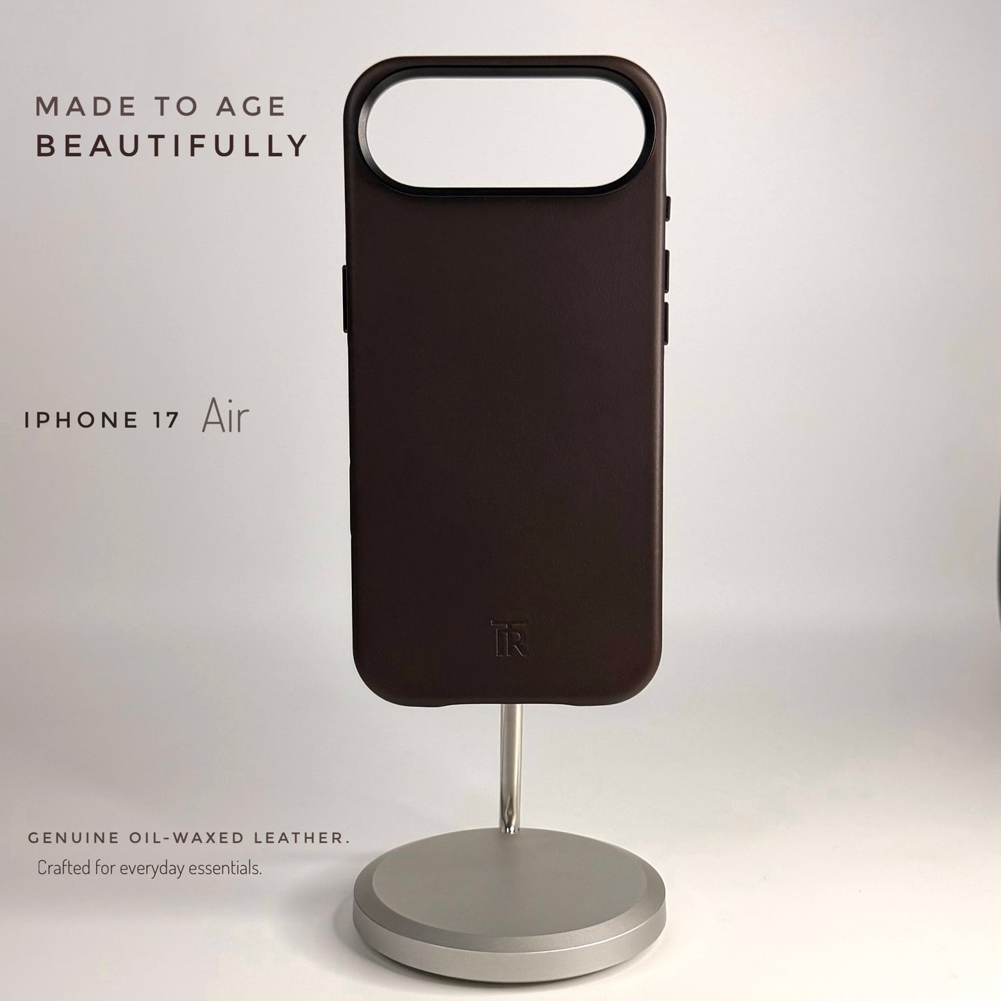 iPhone 17 Series Dark Brown Genuine oil waxed Leather (camera control button)