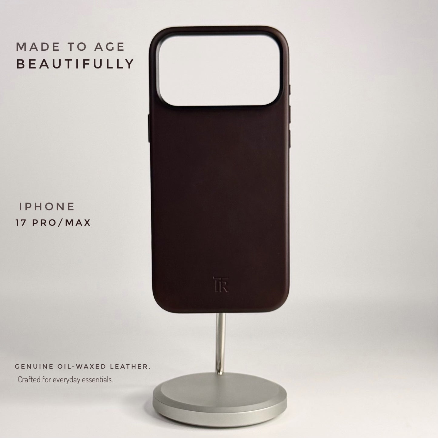 iPhone 17 Series Dark Brown Genuine oil waxed Leather (camera control button)