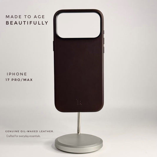 iPhone 17 Series Dark Brown Genuine oil waxed Leather (camera control button)