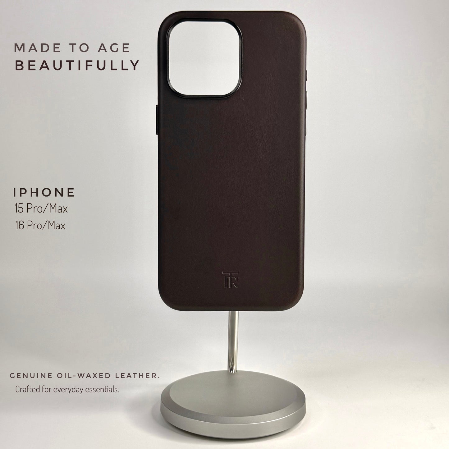 iPhone 15 Pro/Max  Dark Brown Genuine oil waxed Leather