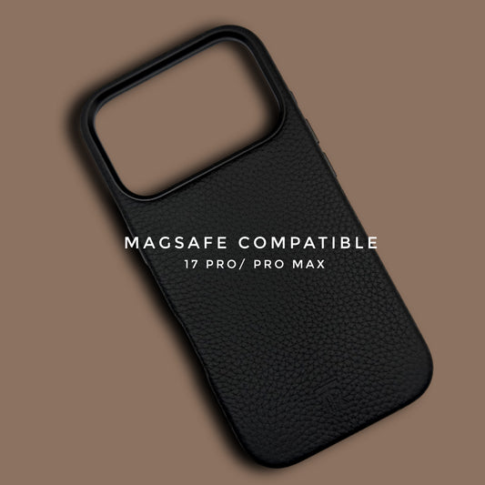 iPhone 17 Series Black Genuine Leather Case