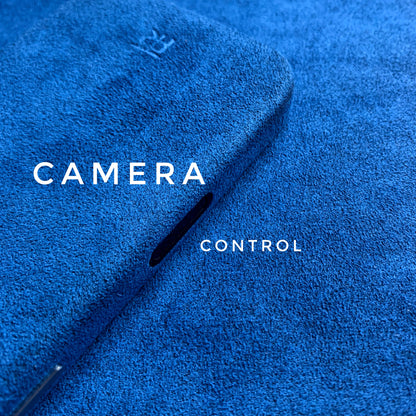 iPhone 16 Pro Max Skyfall Blue Alcantara case with camera control